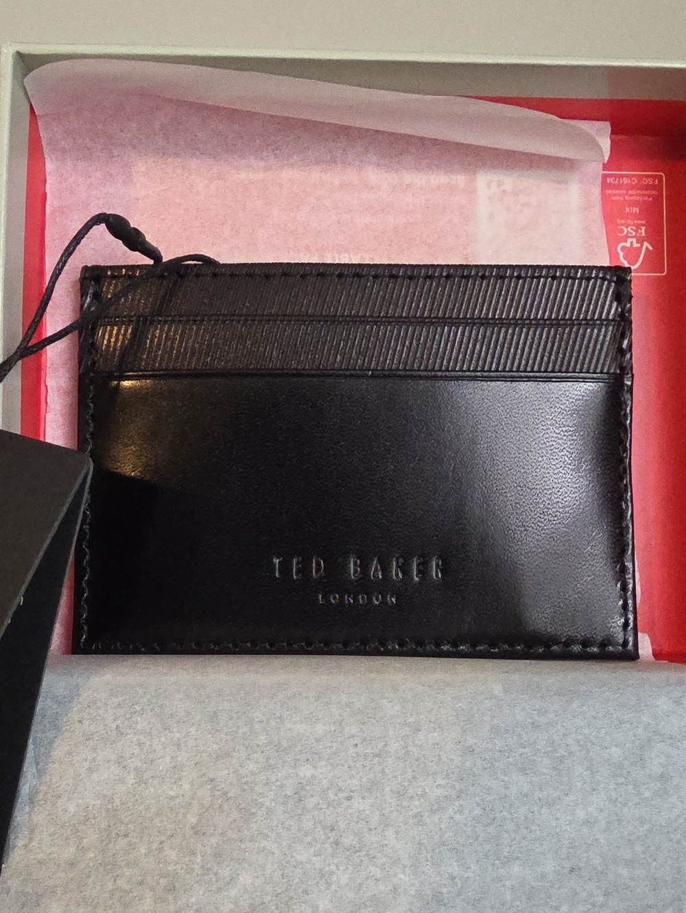 TED BAKER LONDON NWT Black Laser Etched Cardholder